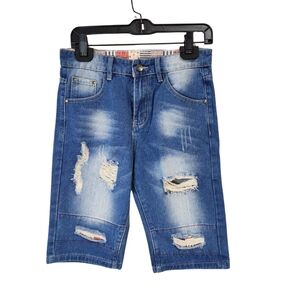 SHEIN Teen Boy's Fashionable Distressed Denim Shorts